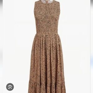 J. Crew Factory Tan Patterned Midi Dress